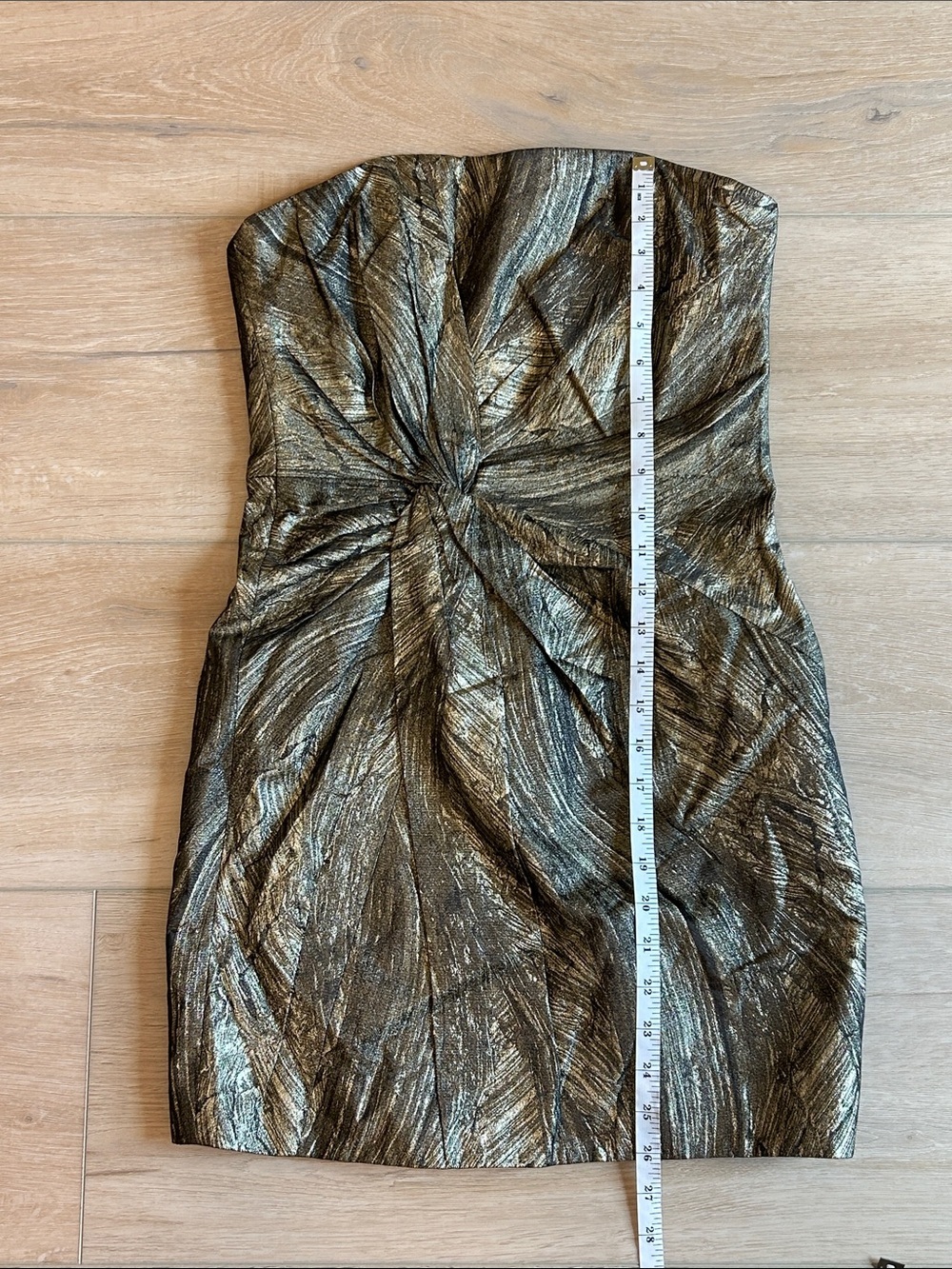 Haute Hippie Metallic Gold & Black Twist Front Strapless Mini Dress Small - Picture 15 of 16